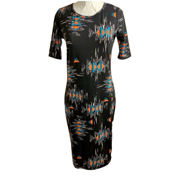 LuLaRoe Julia Pencil Dress Womens SZ S Tribal Aztec Print Stretch Bodycon Midi - Picture 1 of 5